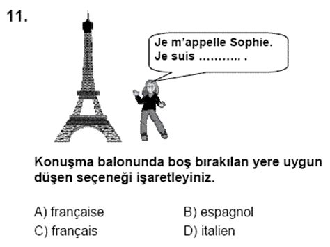 6 sınıf fransızca testleri